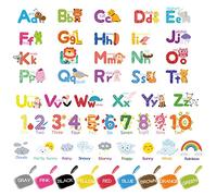 ABC Alphabet Number Wall Stickers, Learning Alphabet Numbers Color Weather Wall Stickers, Peel and Stick Removable Wall Decals for Nursery Bedroom Living Room Classroom Decor