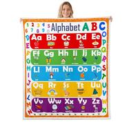 ABC Alphabet Sherpa Blanket Learning Alphabet Fleece Throw Blanket Kids
