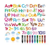 ABC Alphabet Stickers Number Kids Wall Stickers for Bedroom, Learning Color Weather Wall Decals Alphabet Poster Stickers, Educational Letters Stickers for Nursery Living Room Playroom Decoration