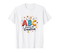 ABC Always Be Creative: Playful Learning Inspiration T-Shirt, Men, White, 4XL