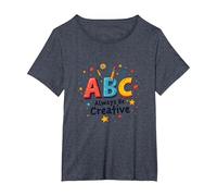 ABC Always Be Creative: Playful Learning Inspiration T-Shirt, Women's Plus, Heather Blue, 5X