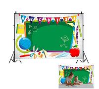 ABC Blackboard Backdrop 5x3ft Fabric Preschool Graduation Backdrops Back to School Party Banner Teachers Pictures Online Class Photos for School Day Background Pre-k Backdrop