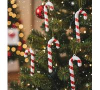 ABC Christmas Candy Cane Decoration - Twisted Plastic Red and White Tree Hanging Ornament for Holiday Party Decor, New Year's Gift 6 Pcs