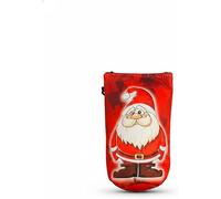 ABC Christmas santa Zipper Pouches Reusable Cotton Bags with Santa & Reindeer Prints for Holiday Gifts