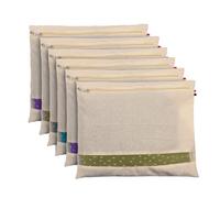 ABC Cotton Saree Bags/Covers For Storage Big Size Single (16 X 14 Inches) With Zip Closure For Clothes Bags And Wardrobe Organizer With Transparent Mesh Window, Beige (Pack of 6)