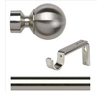 ABC Decor 125cm 28mm Trade Pole EYELET Curtain pole Satin Steel (no rings)
