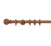 ABC Decor 28mm Wooden curtain pole set, Trade Pole Wood Pole Ball Finials (Chestnut, 180 cm)