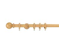 ABC Decor 28mm Wooden curtain pole set, Trade Pole Wood Pole Ball Finials (Natural Oak, 240 cm)