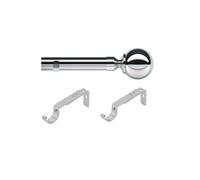 ABC Decor Curtain Pole, Trade Pole, Single 1 Piece pole, Ball Finials, Eyelet (No Rings), 280 cm, Chrome