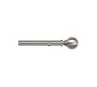 ABC Decor Curtain Pole, Trade Pole, Single 1 Piece pole, Ball Finials, Eyelet (No Rings), Satin Steel, 200 cm