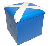 ABC Décor Faux Leather Square Storage Box with Padded lid/Toy Box/Pouffe Stool/Foot Stool, Scotland St Andrew's