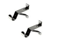 ABC Decor Heavy Duty 28mm Metal Curtain Pole brackets, Strong Metal brackets - Satin Steel (2)
