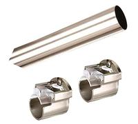 ABC Decor, RECESS 1 piece 240cm Satin Steel rade Packed Curtain pole with Rings for Pencil Pleat curtains (No Finials)- pole diameter 28mm