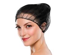 ABC Disposable Hair Nets 46cm (18"), Pack of 100 Black Unisex Bouffant Caps Disposable, Breathable Bouffant Hair Nets with Elastic Edge, Thin Nylon Disposable Hair Net, Lightweight Hairnets for Work