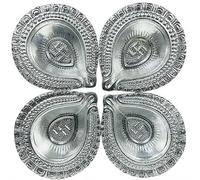 ABC Diya Traditional Handmade Decorative Terracotta Clay Diya Set for Diwali, Pooja, Parties (Pack of 4) Silver