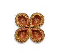 ABC Diya Traditional Handmade Decorative Terracotta Clay Diya Set for Diwali, Pooja, Parties (Pack of 4)