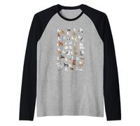 ABC Dog Breeds Identification A Z Types of Dogs Canine Raglan Baseball Tee