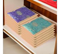 ABC Foldable saree covers with Zip| Single Saree Storage Bags |Clothes Organiser for wardrobe |Transparent Top With Premium Zipper| Pack of 12