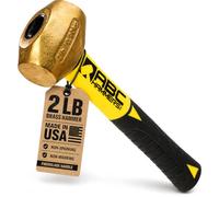 ABC Hammers Brass Drilling Hammer - 2 lb. Non-Sparking Hammer with 8" Fiberglass Handle & Double Faced Head - ABC2BFS