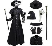 ABC.icos Plague Doctor Costume Plague Doctor Halloween Costume Crow Long Beak Mask Medieval Steampunk Windbird Costume for Masquerade Ball Party Carnival Cosplay, S