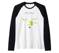 ABC Islands Map Aruba Bonaire Curacao Raglan Baseball Tee