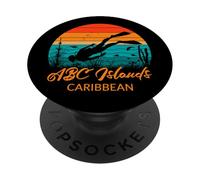 ABC Islands Scuba Diver Retro Sunset Ocean PopSockets Adhesive PopGrip