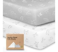 ABC Land Cloud Organic Jersey Cotton Baby Bed Sheets - 2-Pack Breathable Fitted Sheets - 120x60 Cot Mattress Size - Cloud Pattern