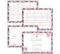 ABC Letter Tracing Worksheets for Kids & Toddlers | Alphabet, Numbers, Shapes & Personalized Name Practice | 4 Reusable Writing Mats with Pen | Soft Floral Border Design