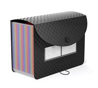 ABC life 26 Pockets Accordion File Organiser Expanding File Folders, Portable A4 Document Filing Box, Plastic Monthly Receipt Paperwork Organiser, Expandable Accordian Folder with Colored A-Z Tabs