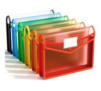 ABC life A4 Plastic Wallets, 6 PCS Popper Wallet Plastic Folders Document Files Folders Envelope Pockets Large Capacity with Button Closure,Waterproof Transparent File Folders for School Office Home