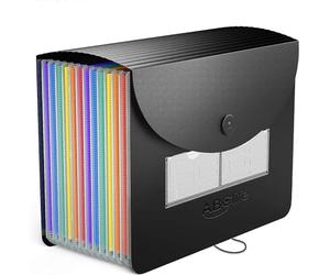 ABC life Expanding File Folder, 12 Pockets A4 Accordion File Organiser, Portable Rainbow Document Filing Box, Accordian Monthly Bill Receipt Paperwork Organiser Storage for Home & Office & School