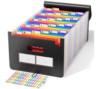ABC life Expanding File Folder, 26 Pockets A4 Accordion File Organiser, Portable Rainbow Document Filing Box, Accordian Monthly Bill Receipt Paperwork Organiser Storage for Home/Office/School
