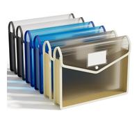 ABC life Plastic Wallets A4, 6 Pcs Popper Wallet Plastic File Folders for Paperwork A4, Poly Envelope Expanding Document Folder with Button Closure, Transparent Pockets for School Office Home