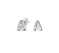 ABC Minimalist Capital Block Alphabet Letter A Initial Stud Earrings For Teen For Women .925 Sterling Silver