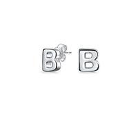ABC Minimalist Capital Block Alphabet Letter B Initial Stud Earrings For Teen For Women .925 Sterling Silver
