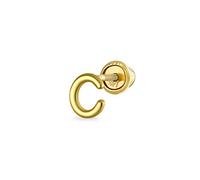 ABC Minimalist Real Yellow 14K Gold Capital Block Alphabet Letter Initial C Cartilage Ear Lobe Piercing 1 Piece Stud Earring Screw Back For Teen Women Men