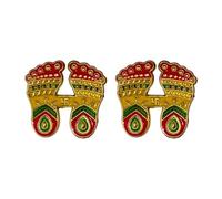 ABC Multicolor Acrylic Meena Lakshmi Charan Paduka and Swastik Sticker for Home Mandir (2 Pieces)