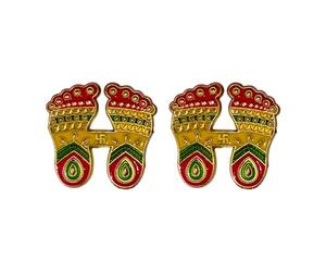 ABC Multicolor Acrylic Meena Lakshmi Charan Paduka and Swastik Sticker for Home Mandir (2 Pieces)