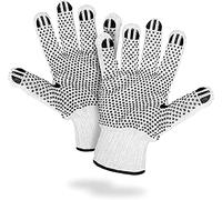 ABC Pack & Supply Double-Sided PVC Dotted Working Gloves, 10 Inches. Pack of 24 Poly Cotton Gloves with Grip Dots on Both Sides. 12 Pairs of Breathable Womens & Mens Work Glove with Over 500 Dots