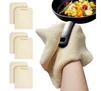 ABC Pack & Supply Terry Cloth Pot Holder Heat Resistant 9 x 12 Inch. 6 Pack of Beige Kitchen Pot Holders Heat Resistant Up to 238 C. Washable Oven Pads Heat Resistant. Kitchen Hot Pads for Cooking