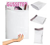 ABC Pack & Supply White Poly Mailers, 10 x 13 x 2 Inches. 50 Pack White Shipping Bags for Clothing. Gusseted Plastic Mailing Bags for Clothes. Plastic Shipping Envelopes for Packaging and Packing