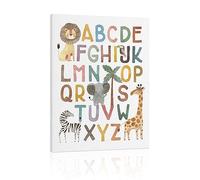 ABC Poster Nursery Wall Decor: Boho Alphabet Art for Classroom Wall, Safari Animal Kids Wall Art, ABC Letters Print Picture Framed Poster for Nursery Decor 12" x 16"