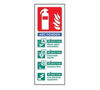 ABC Powder Fire Extinguisher ID Sign Portrait - Self Adhesive Vinyl - 200mm x 75mm - FireShield