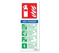 ABC Powder Fire Extinguisher Sign - Self adhesive vinyl sticker 80mm x 200mm - Pack of 2