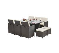 ABC Ralph Cube Rattan Garden Furniture Set 10 Seater (Grey)