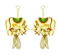 ABC Shubh Labh Cow and Calf Decorative Hangings | Pichwai Style Gau Mata Latkans for Diwali and Indian Festivals Set of 2