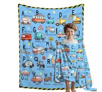 ABC Truck Alphabet Transportation Blanket Blanket Throw Super Soft and Cozy Blankets for Home Decoration, Couch, Bed, Sofa 50 in x 40 in Small for Kids for All Seasons