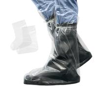ABC Waterproof Disposable Boot Covers, XL Size. Pack of 100 Clear Disposable Booties for Shoes Covers. Shoe Booties Disposable Non Slip Covers. Shoe Protector Cover with Ties