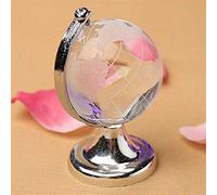 ABCBCA Round Earth Globe World Map Glass Sphere Ball Table Desk home Decor Crafts Art Ornaments Globe with Stand and gift box Christmas (Color : Silver)