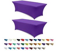 ABCCANOPY 2 Pack 4 FT Purple Spandex Table Cover Stretch Fitted Wrinkle Resistant Tablecloth Reuse for Rectangular Folding Table Patry Event Wedding Banquet Protector